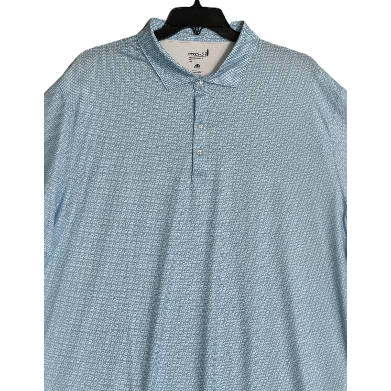 Johnnie-O Polo Shirt Men's 4XLT Big & Tall Short Sleeve Stretch Blue Geo