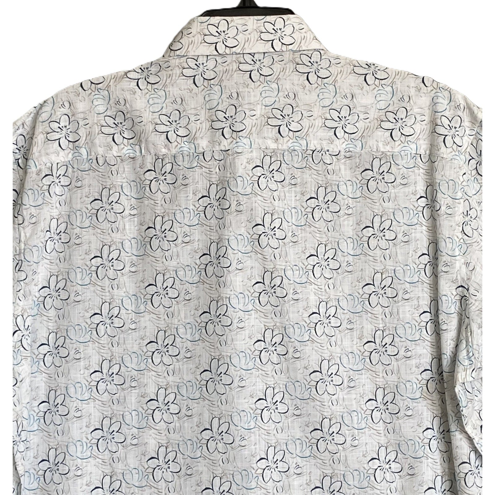 Bugatchi Shirt Men's Large Classic Fit Button-Up Short Sleeve Almond Floral