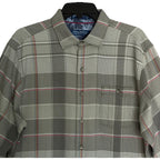 Tommy Bahama Shirt Men's Medium Canyon Beach Flannel Smoke Grey Plaid