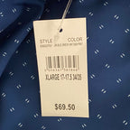 Nautica Dress Shirt Men's XL 17-17.5 34/35 Performance Slim Fit Blue Geo