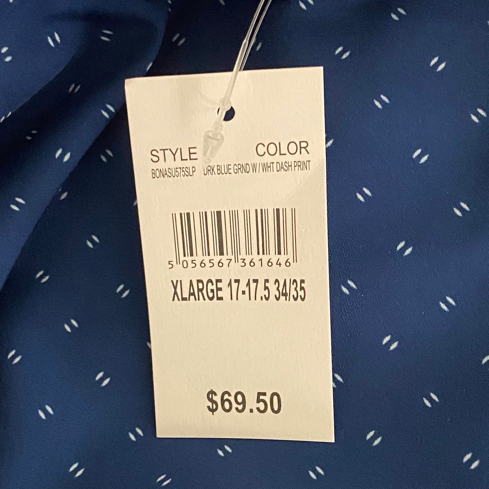 Nautica Dress Shirt Men's XL 17-17.5 34/35 Performance Slim Fit Blue Geo