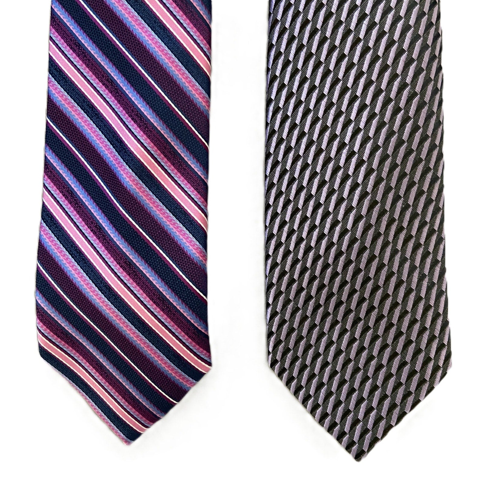 Perry Ellis Portfolio Necktie Lot of 2 Classic Width/Length Black Magenta