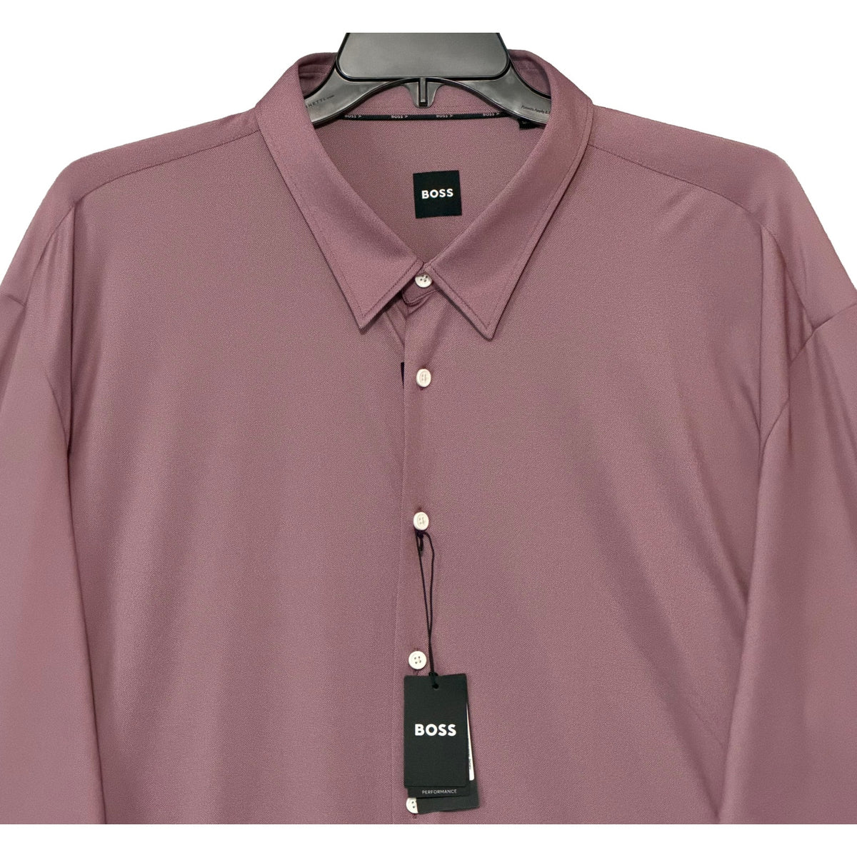 Boss Performance Dress Shirt Men's 5XL Big & Tall Roan Kent Long Sleeve Dark Pink
