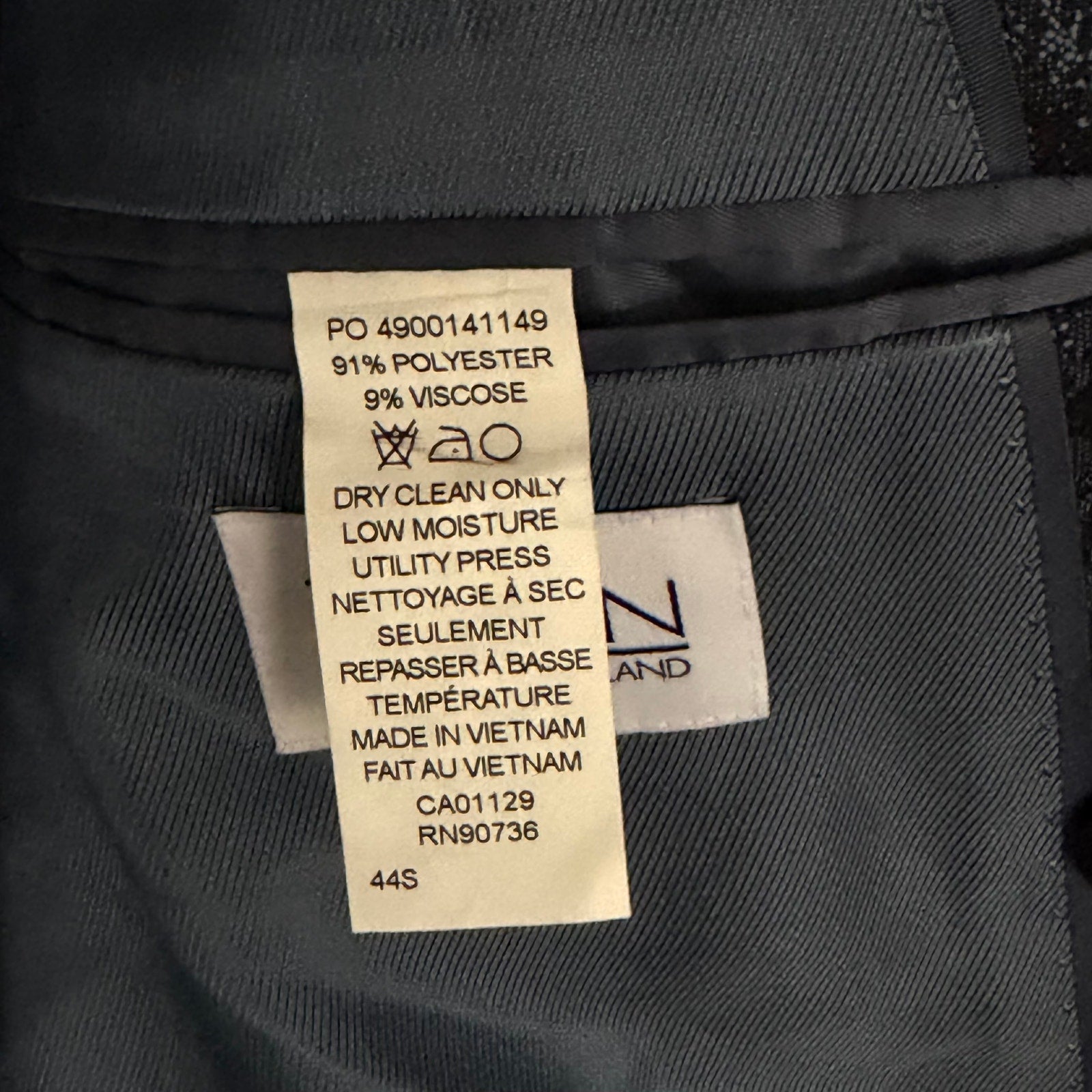 Tayion Sport Coat Men's 44 Short Double-Breasted Jacquard Blue Navy