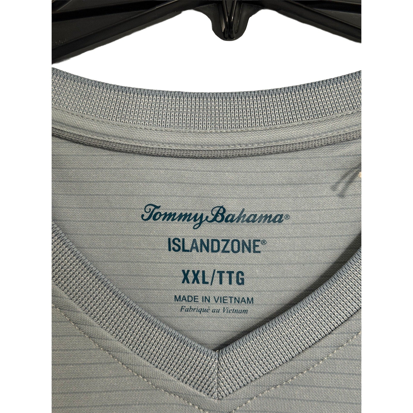 Tommy Bahama V-Neck Tee Men's XXL "Bay Stripe V-Neck" Anchor Grey