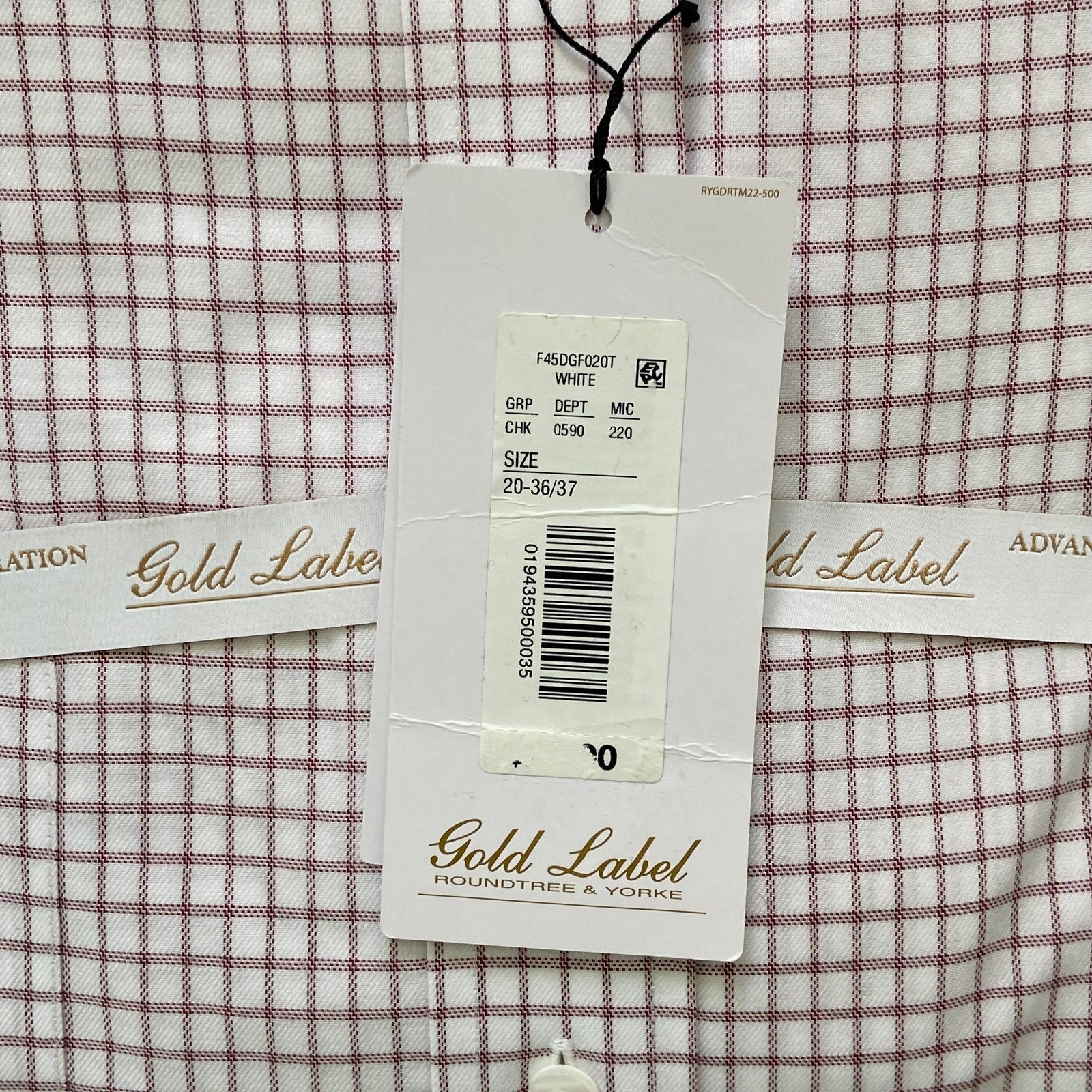 Roundtree & Yorke Shirt Big & Tall Men's 20 36/37 Dress Shirt Wine Check