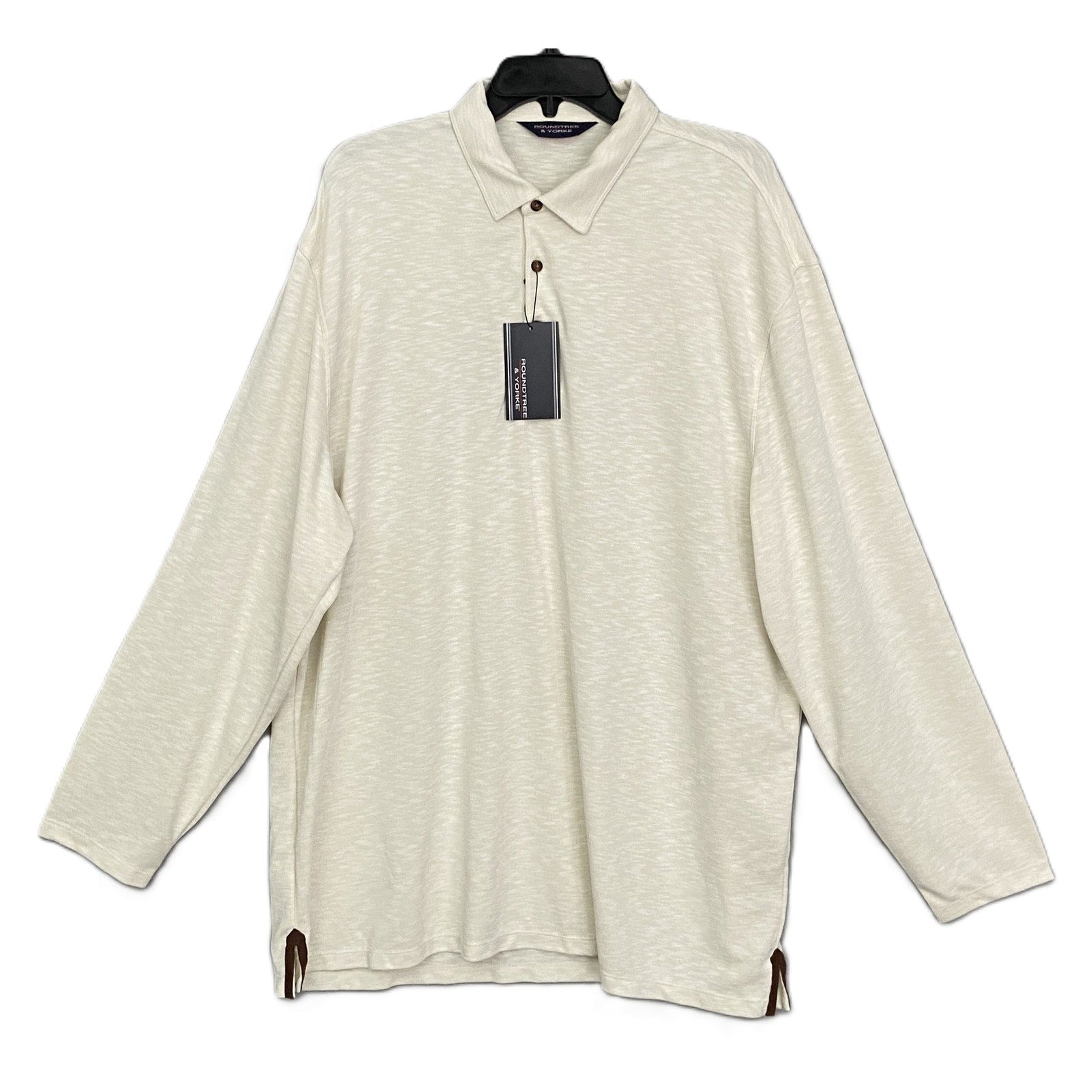 Roundtree & Yorke Men's Big & Tall XXL Long Sleeve Polo Shirt Cream