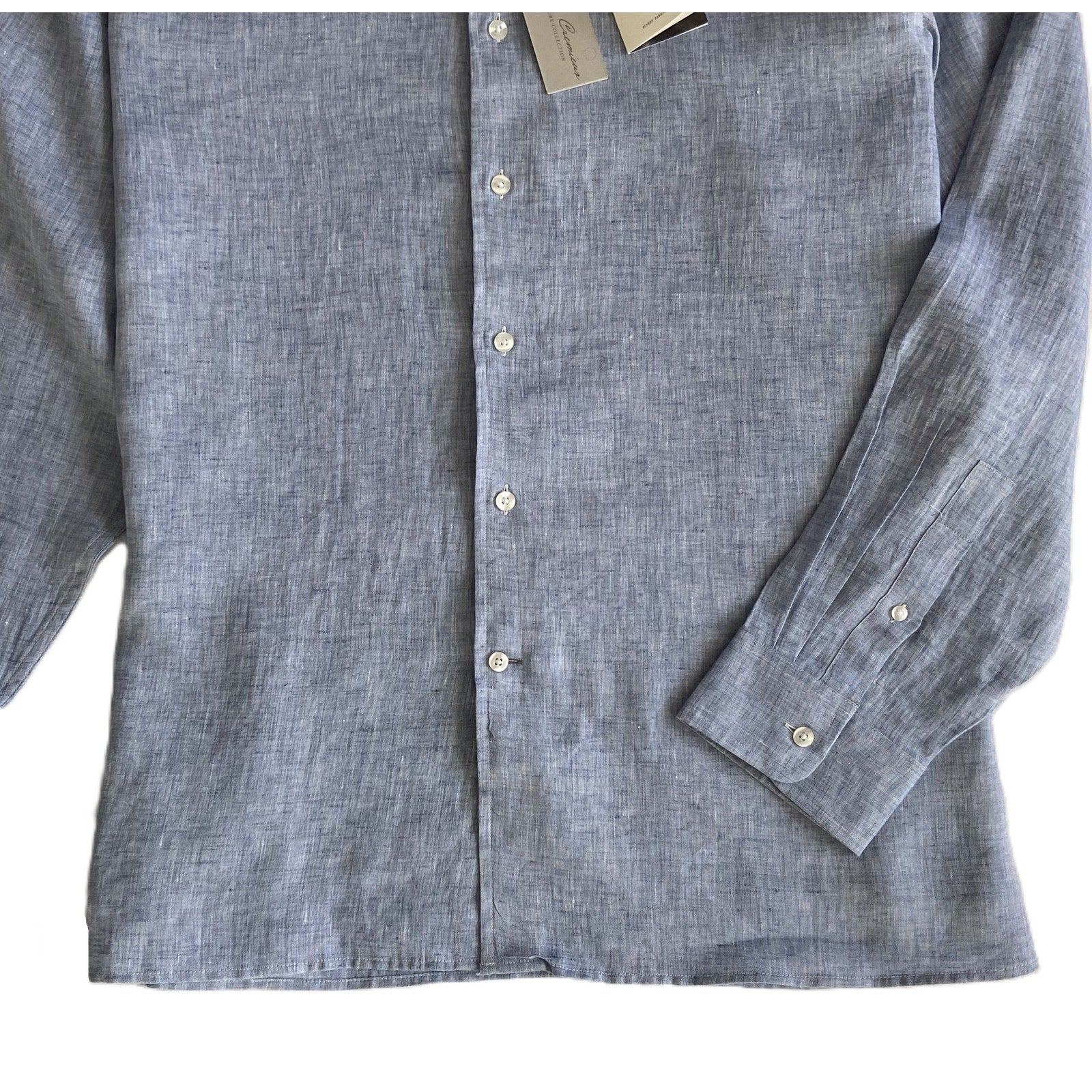 Daniel Cremieux Linen Shirt Men's XXL Signature Albini Fabrics Blue & Gray