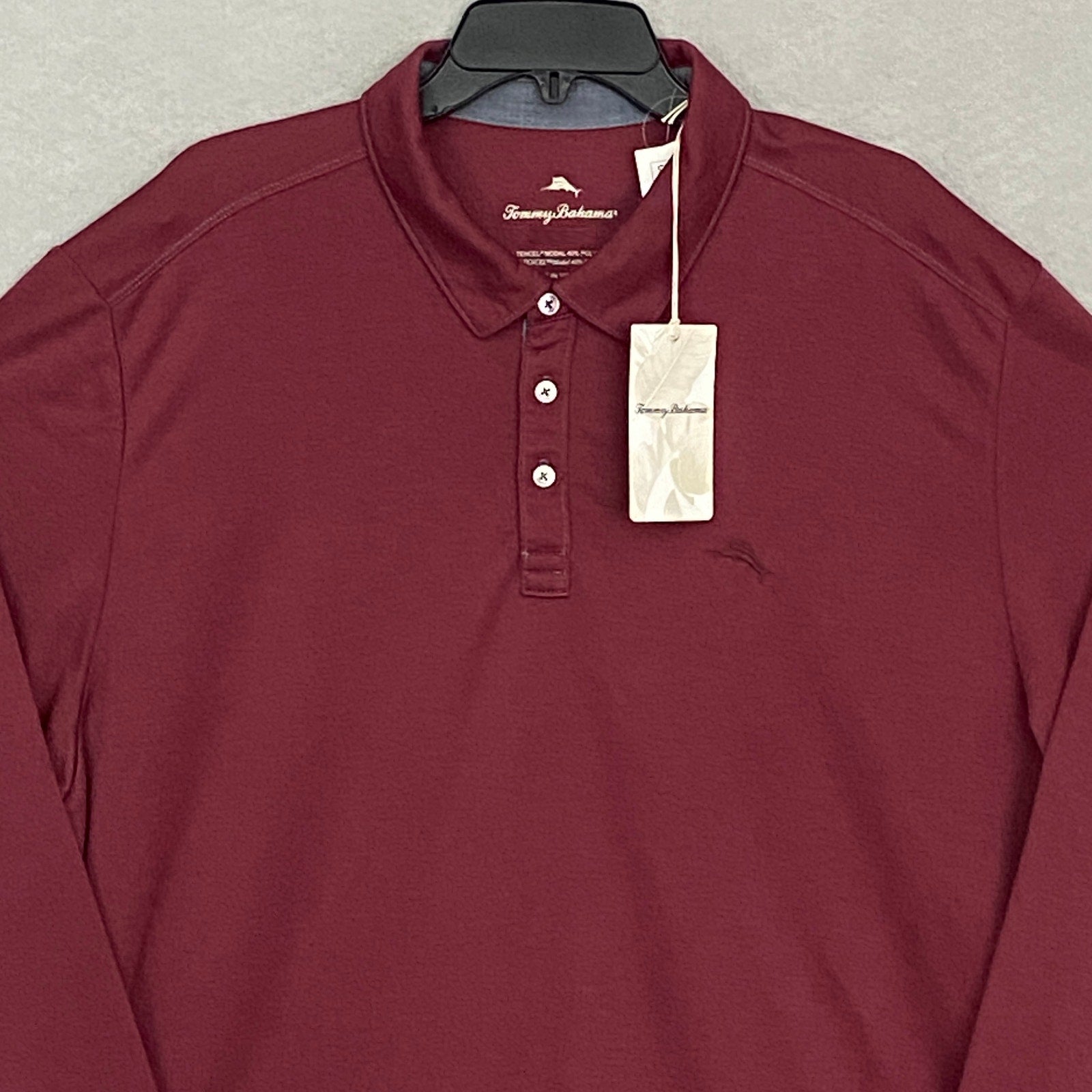 Tommy Bahama Men's XXL "Kohala Peak" Long Sleeve Polo Cherry Stone