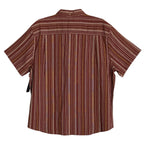 Liverpool Los Angeles Shirt Men's Large Button-Down Short Sleeve Brick Stripe