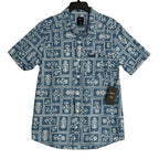RVCA Casual Shirt Men's Small Regular Fit Button-Up Blue Floral Frame