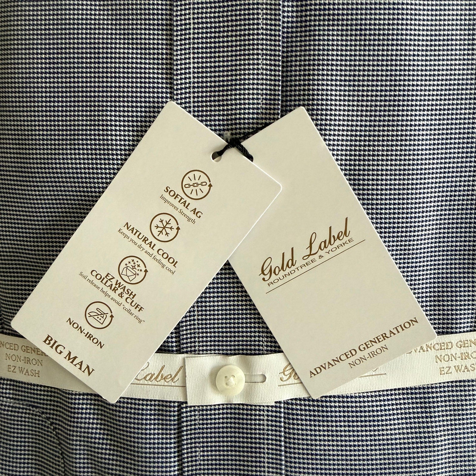 Roundtree & Yorke Shirt Big & Tall Men's 18.5 36/37 Dress Shirt Navy Blue