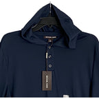 Michael Kors Polo Shirt Hoodie Men's Small Pima Cotton Stretch Dark Blue NEW