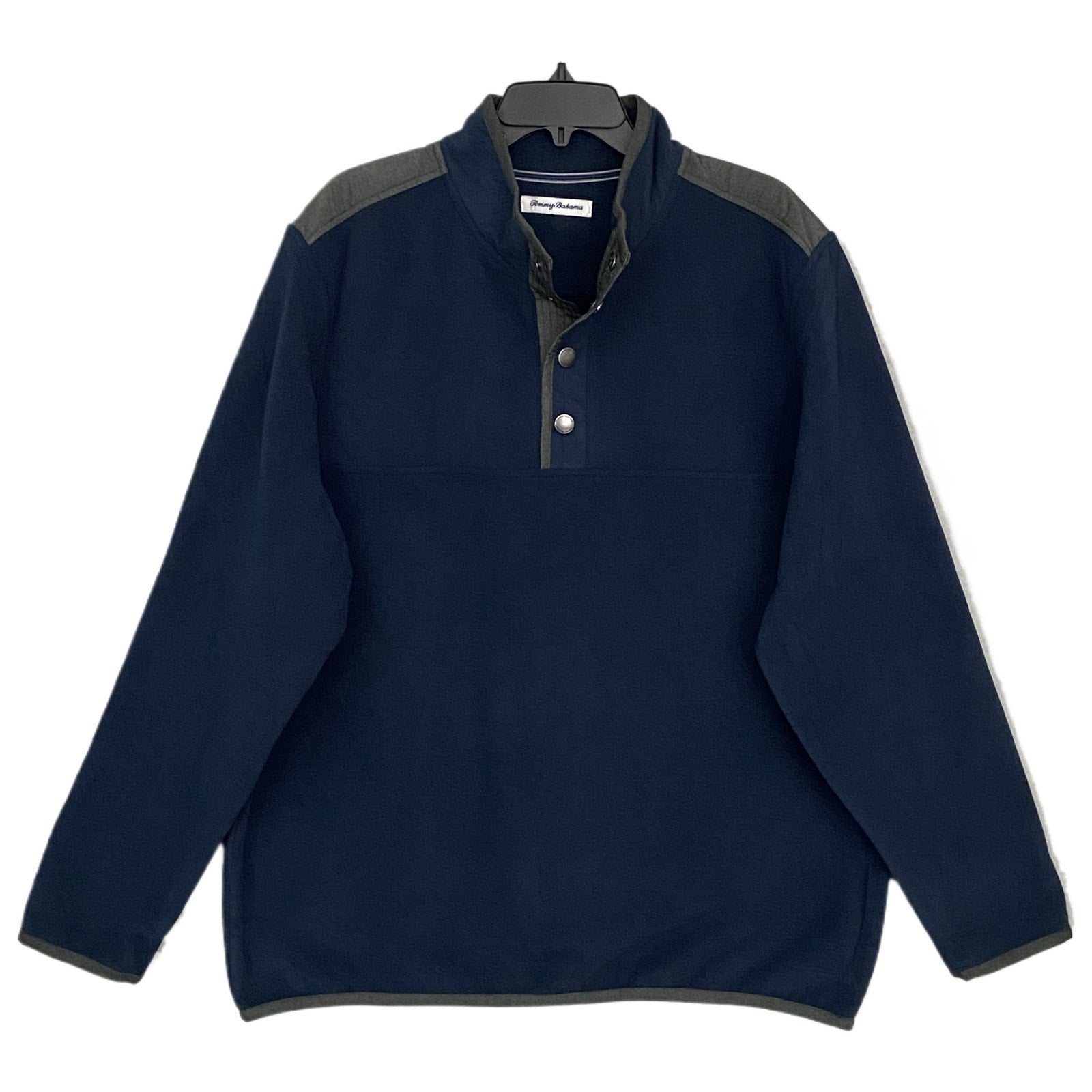 Tommy Bahama Sweatshirt Men's Medium Field Runner Half-Snap Mock-Neck Blue