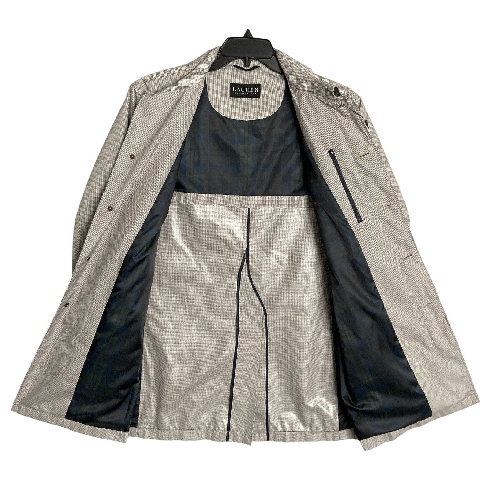 Lauren Ralph Lauren Coat Men's 40 Short Coat Stanza Cream Brown Houndstooth