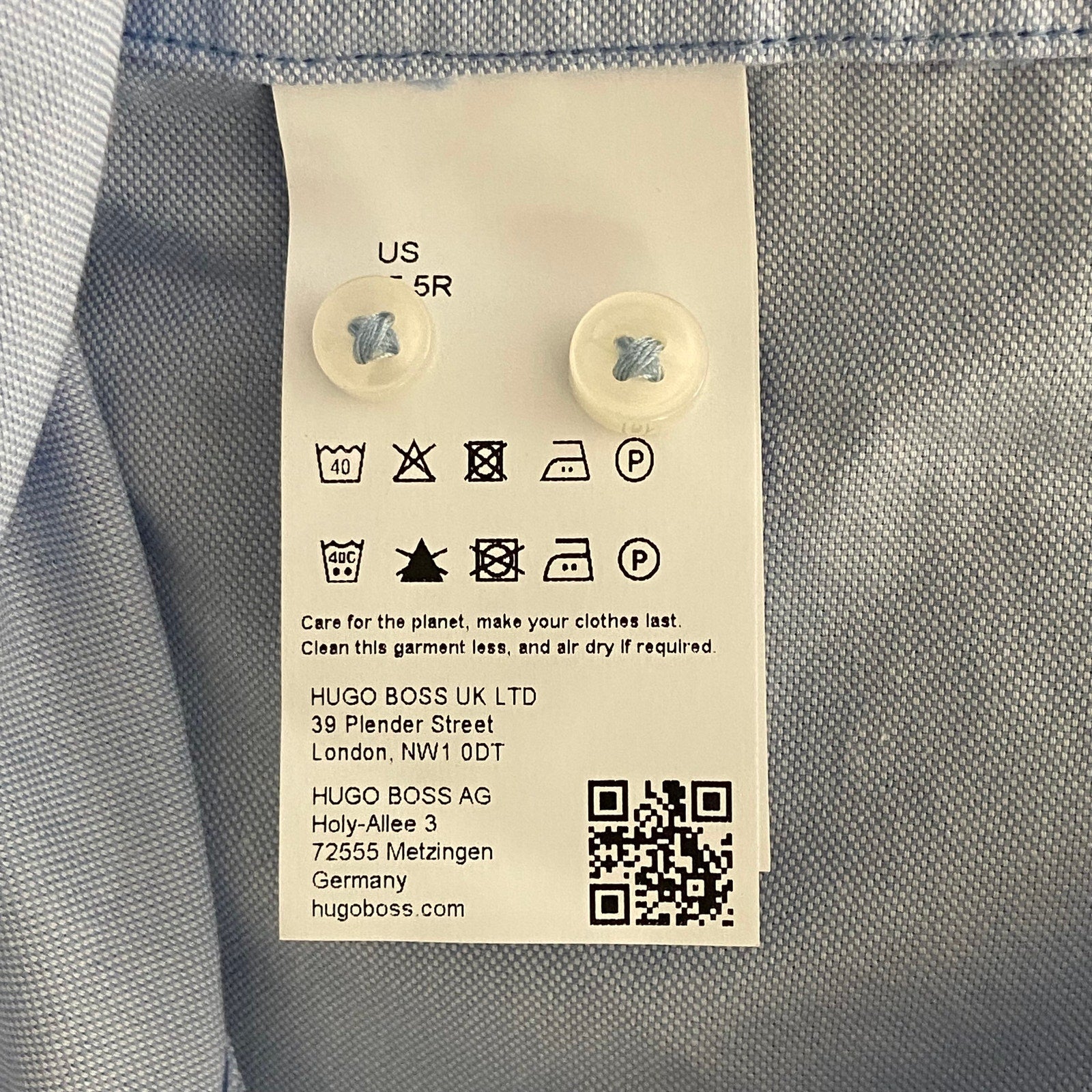 Boss Dress Shirt Men's Medium 15.5 32/33 Sharp Fit Long Sleeve Cotton Blue