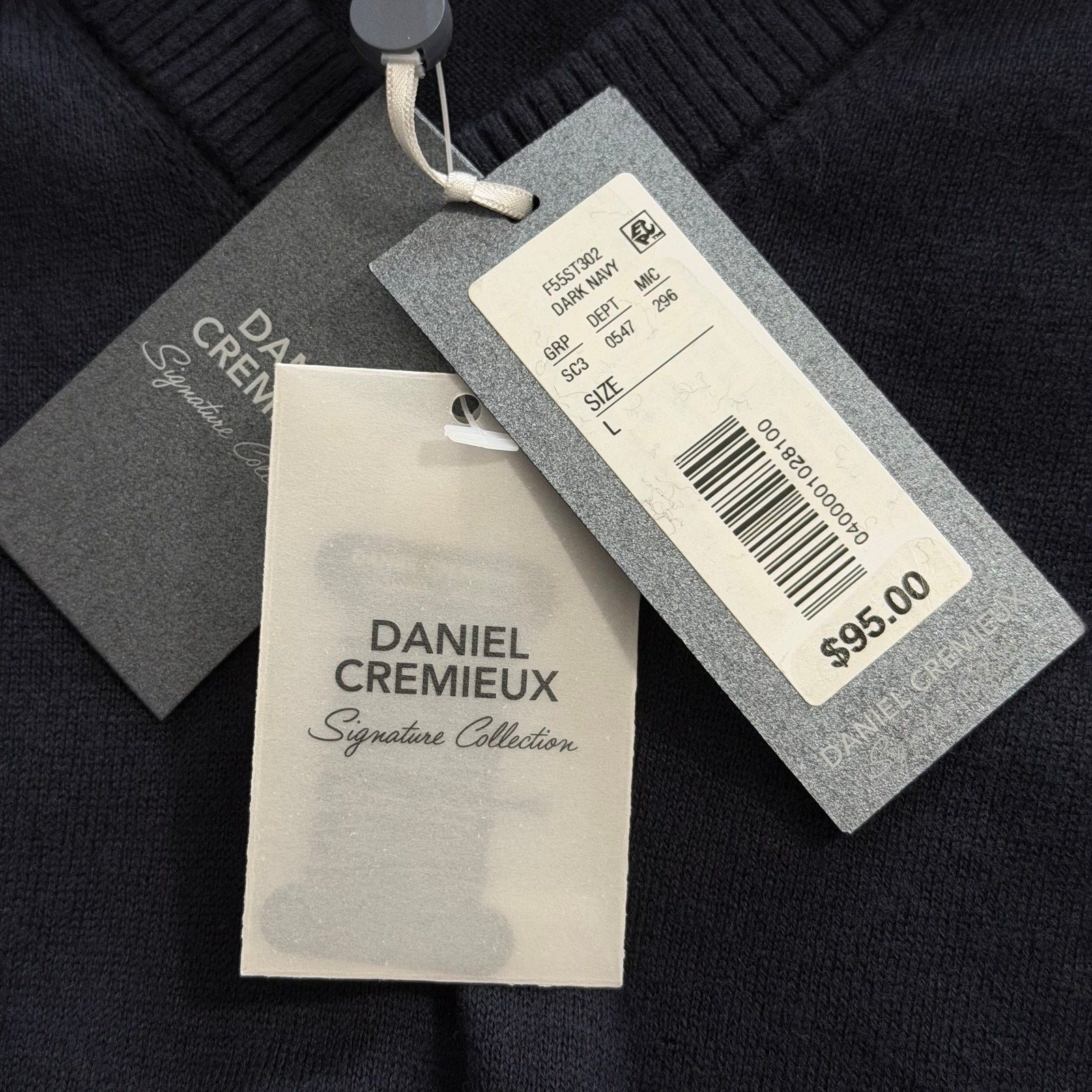 Daniel Cremieux Sweater Vest Men's Large Supima Cotton Cashmere Navy