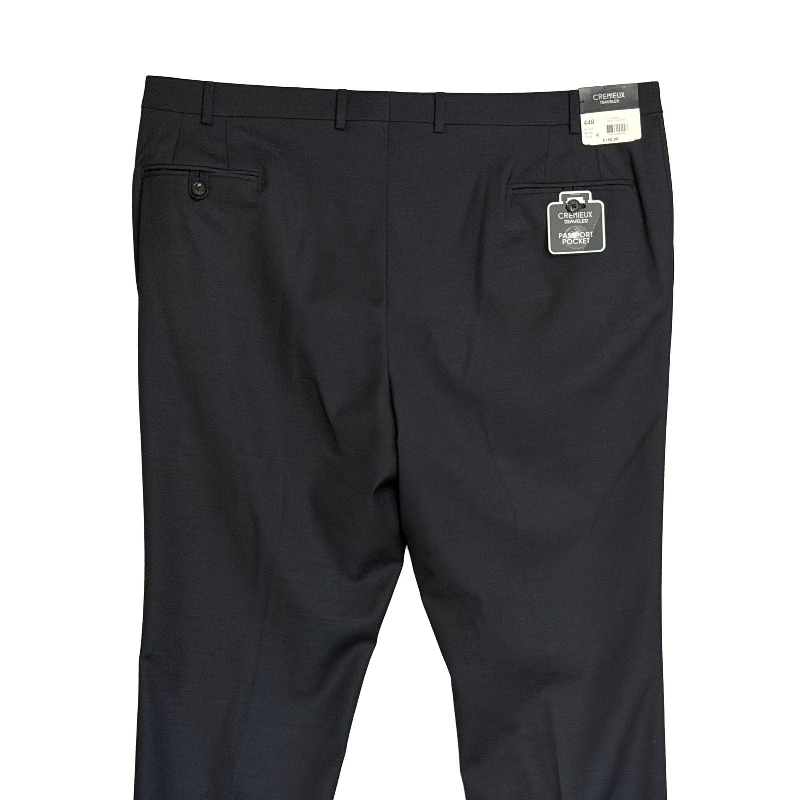 Daniel Cremieux Dress Pant Men's 44R Traveler Raw Hem Comfort Waist Navy