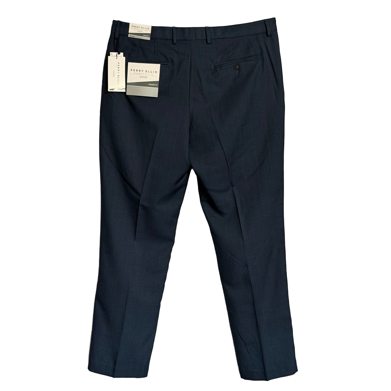 Perry Ellis Portfolio Pants Men's 36"x32" Modern Fit Dress Pants Mood Indigo