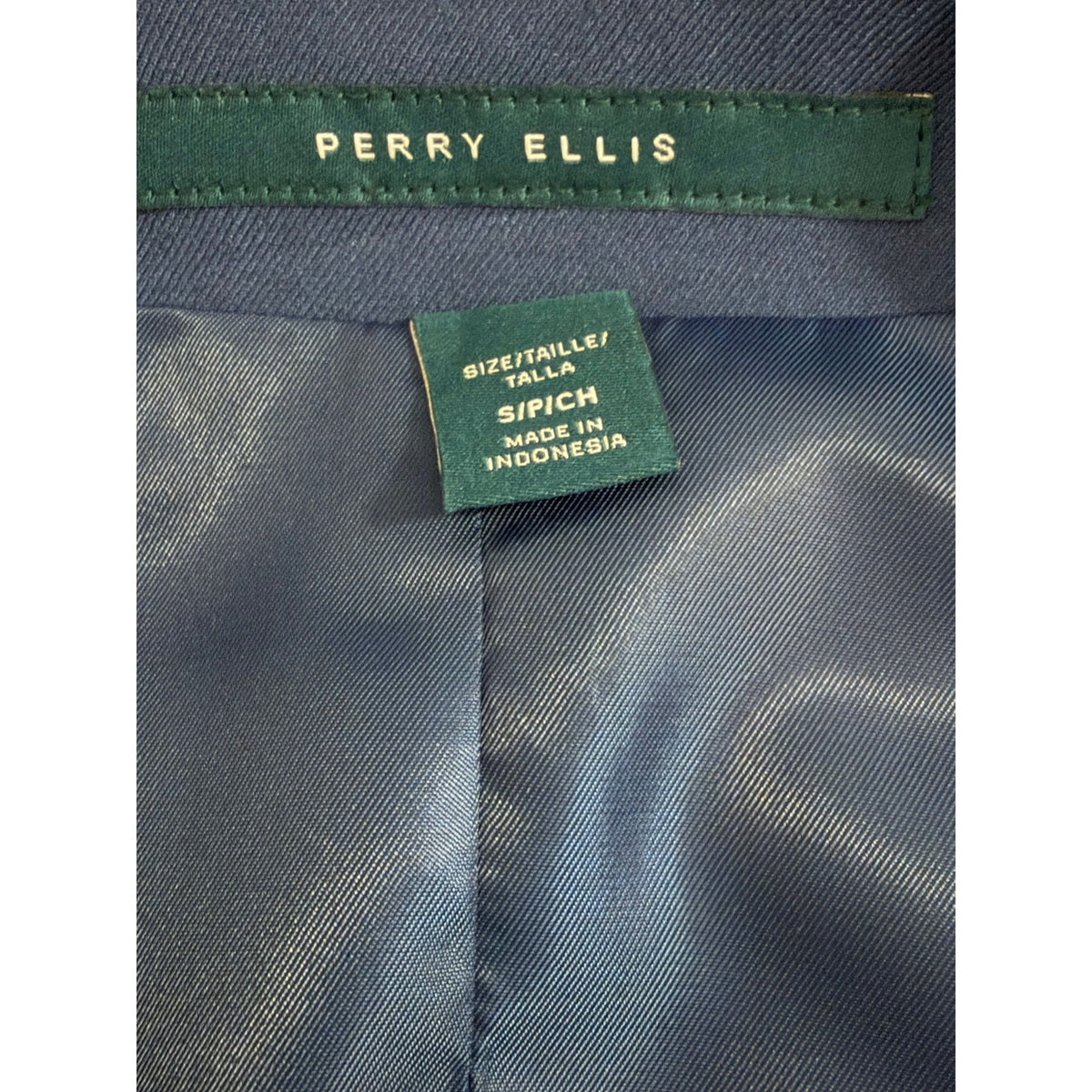 Perry Ellis Suit Vest Men's Small Classic Fit V-Neck Stretch Lined Blue