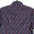 Quieti Performance Men's Shirt Small Short Sleeve Button-Up Navy Blue Floral