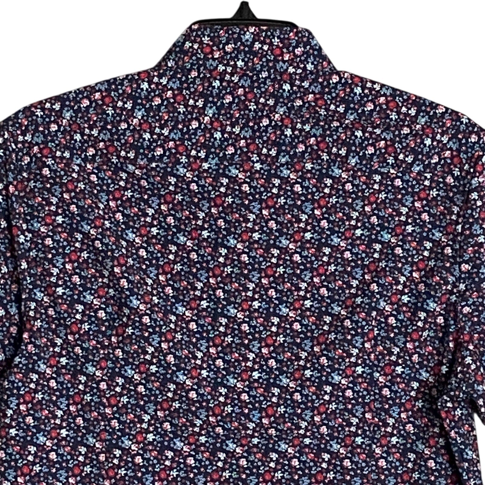 Quieti Performance Men's Shirt Small Short Sleeve Button-Up Navy Blue Floral