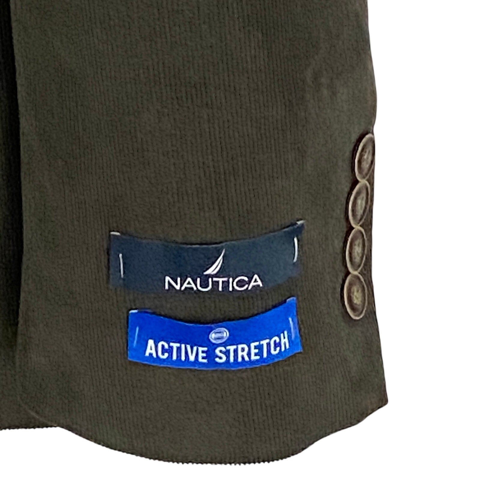 Nautica Sport Coat Men's 38 Regular Corduroy Modern Fit Stretch Dark Olive