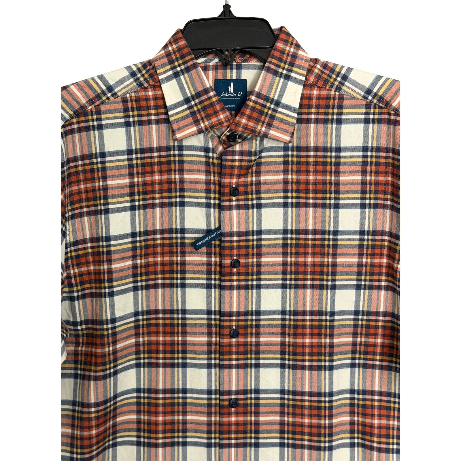 Johnnie-O Knick Performance Men's Medium Flannel Button-Down Shirt Pumpkin