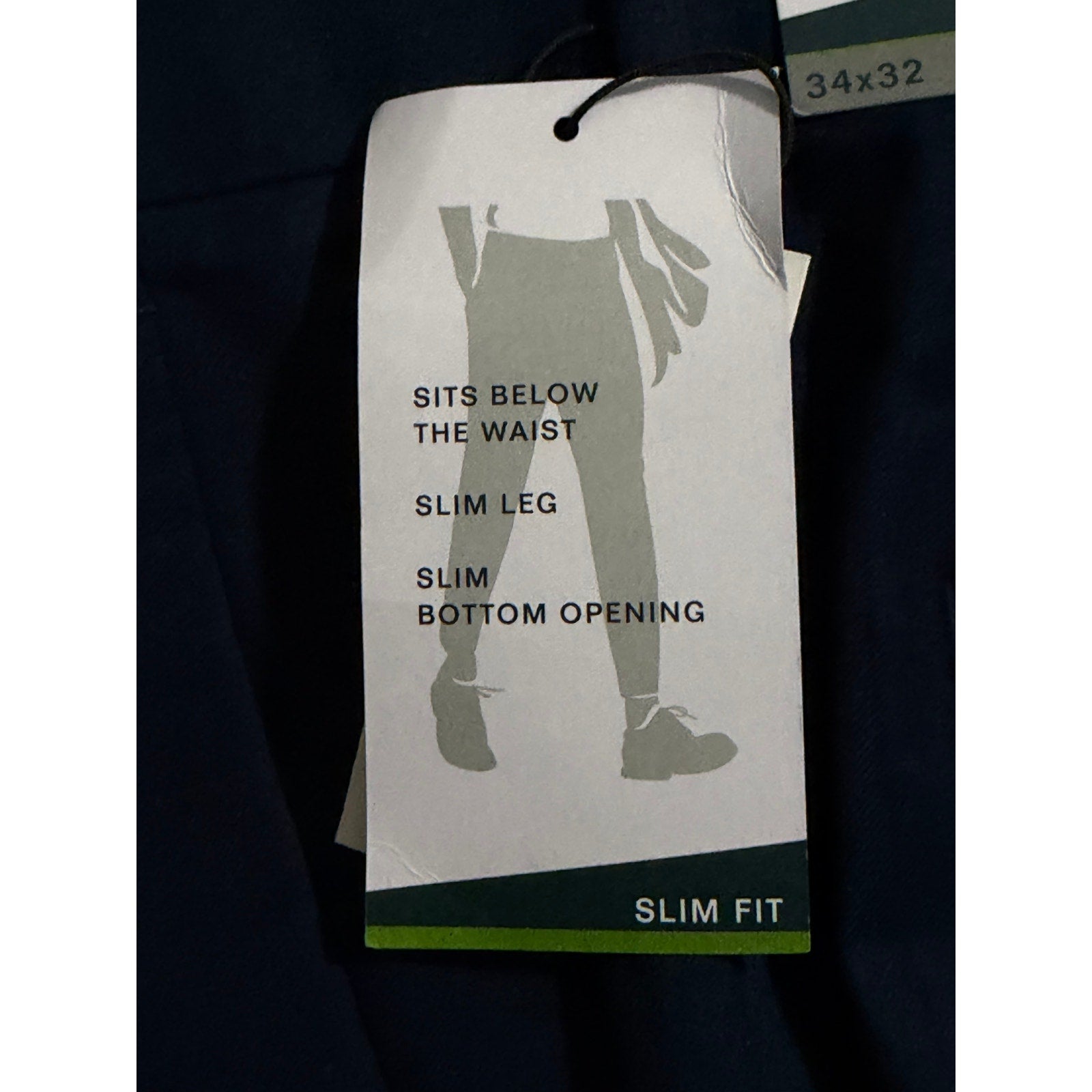 Perry Ellis Portfolio Pants Men's 34"x32" Dress Pants Slim Fit Dark Blue