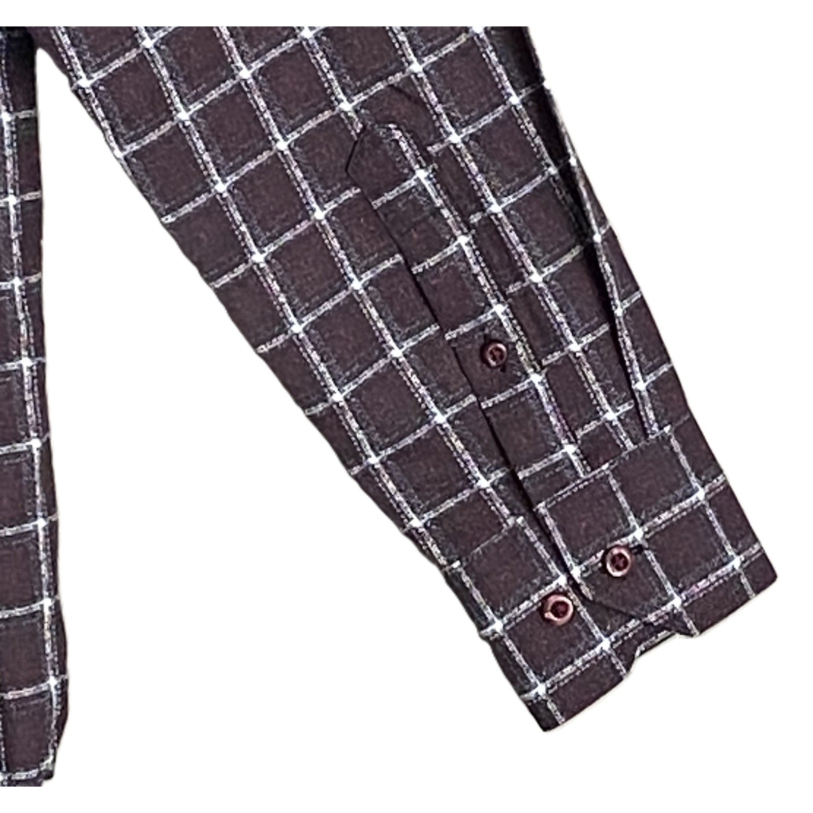 Visconti Black Casual Shirt Men's Small Italian Fabric Stretch Burgundy