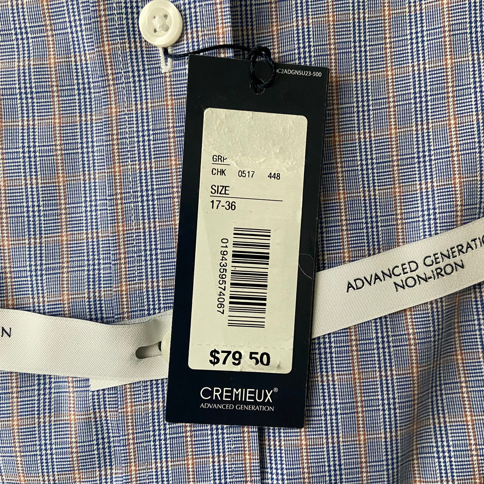 Daniel Cremieux Dress Shirt Men's 17-36 CLassic Fit Supima Cotton Blue Check