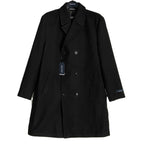 Nautica Men's 42 Regular Overcoat Double-Breasted Wool Blend Lined Black