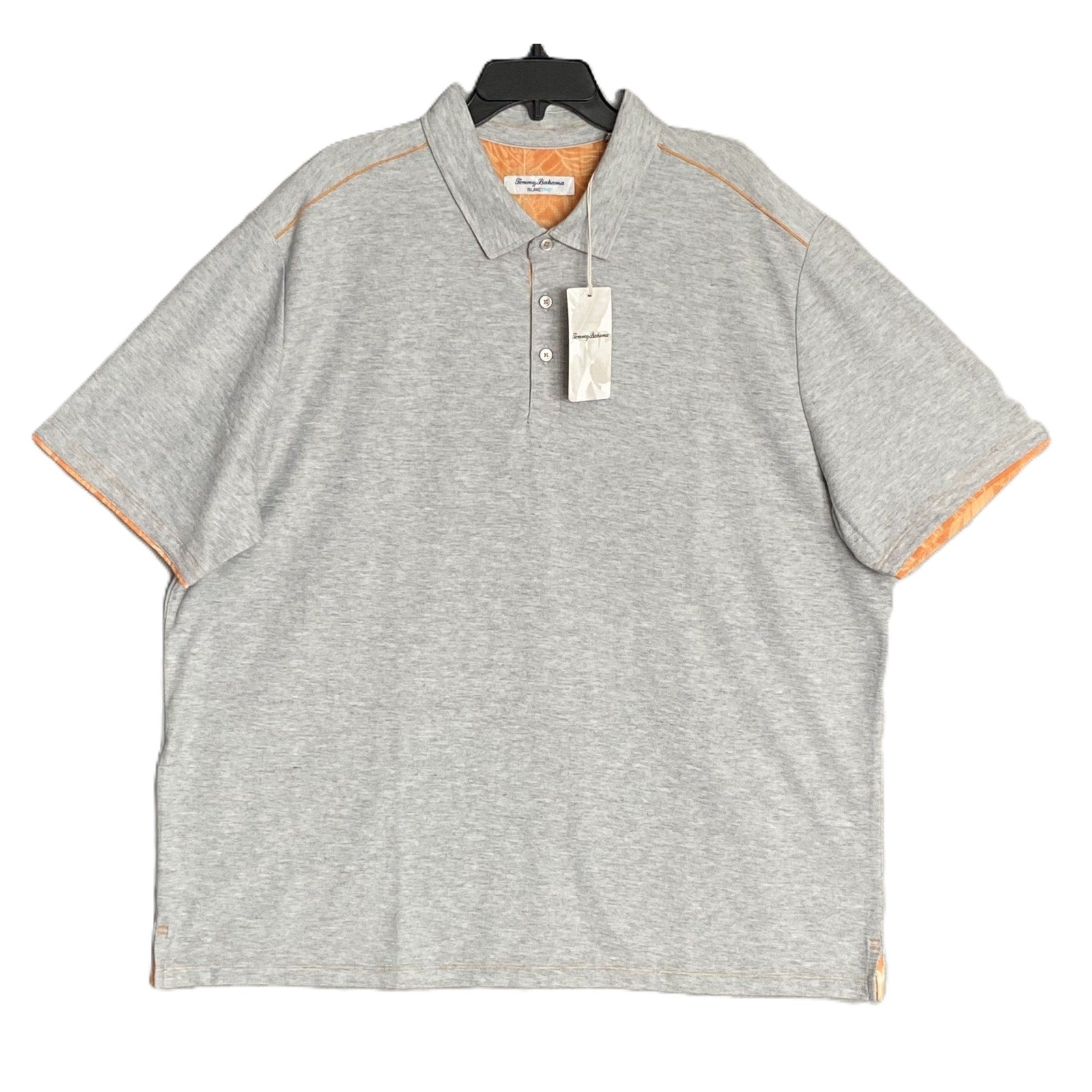 Tommy Bahama Polo Shirt Men's Large Island Zone Pima Cotton Gray Heather