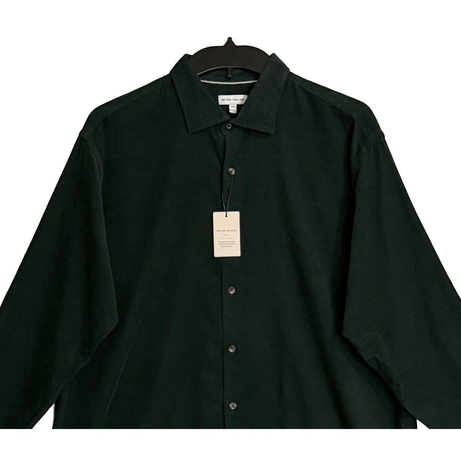 Peter Millar Cotton Cashmere Corduroy Sport Shirt Men's XL Deep Verdant