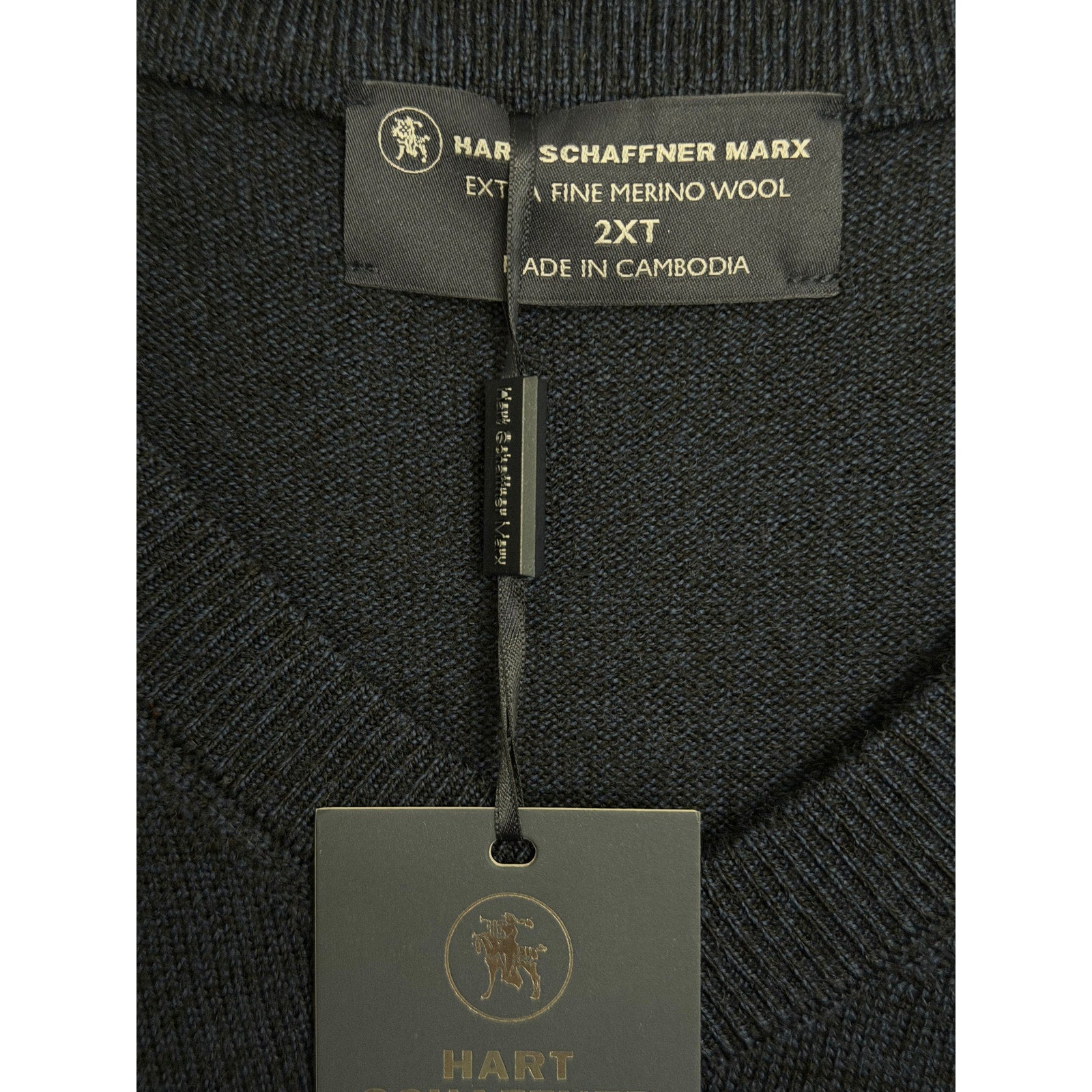 Hart Schaffner Marx Sweater Vest Men's 2XT Big & Tall Wool Navy Heather