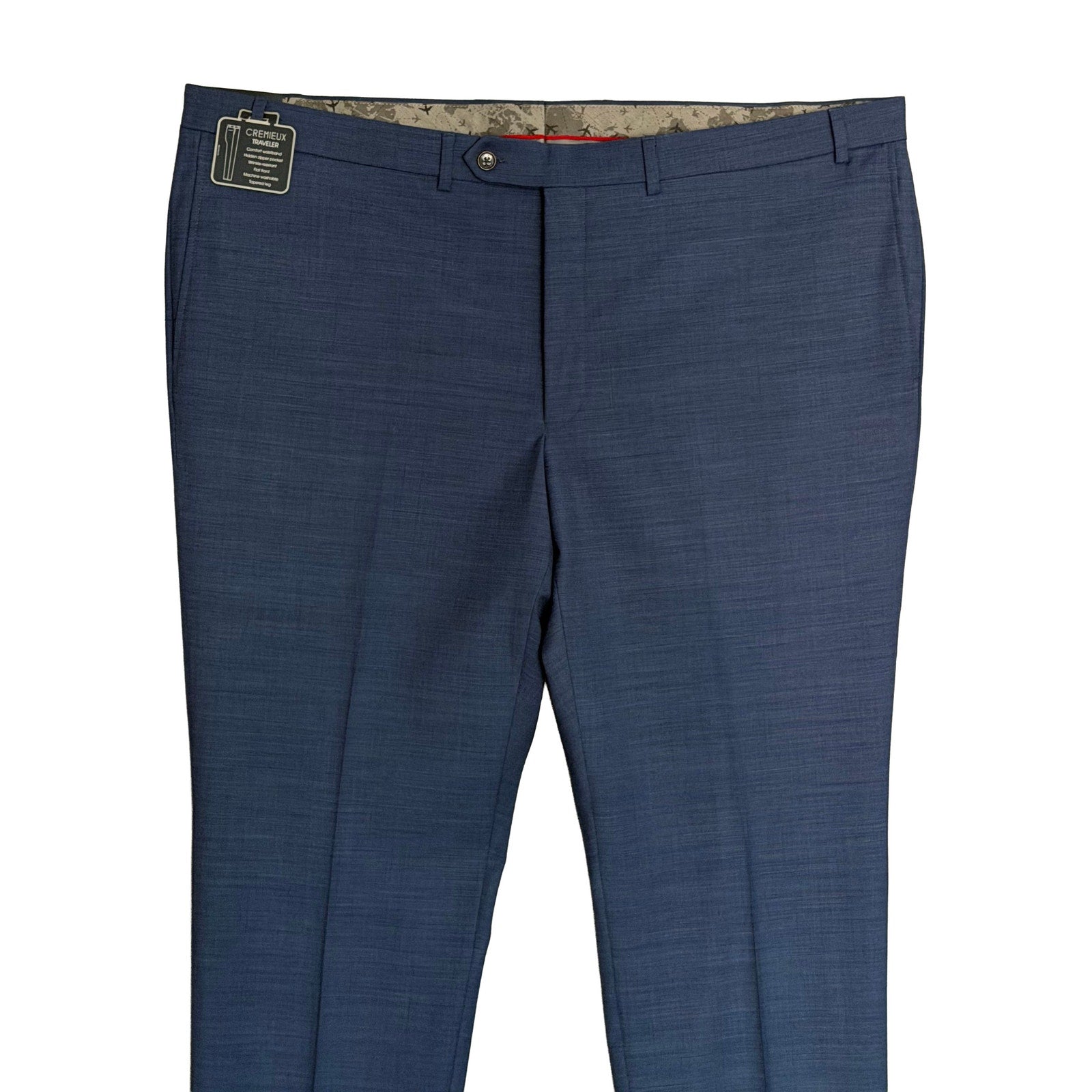Daniel Cremieux Dress Pant Men's 46R Traveler Raw Hem Comfort Waist Blue