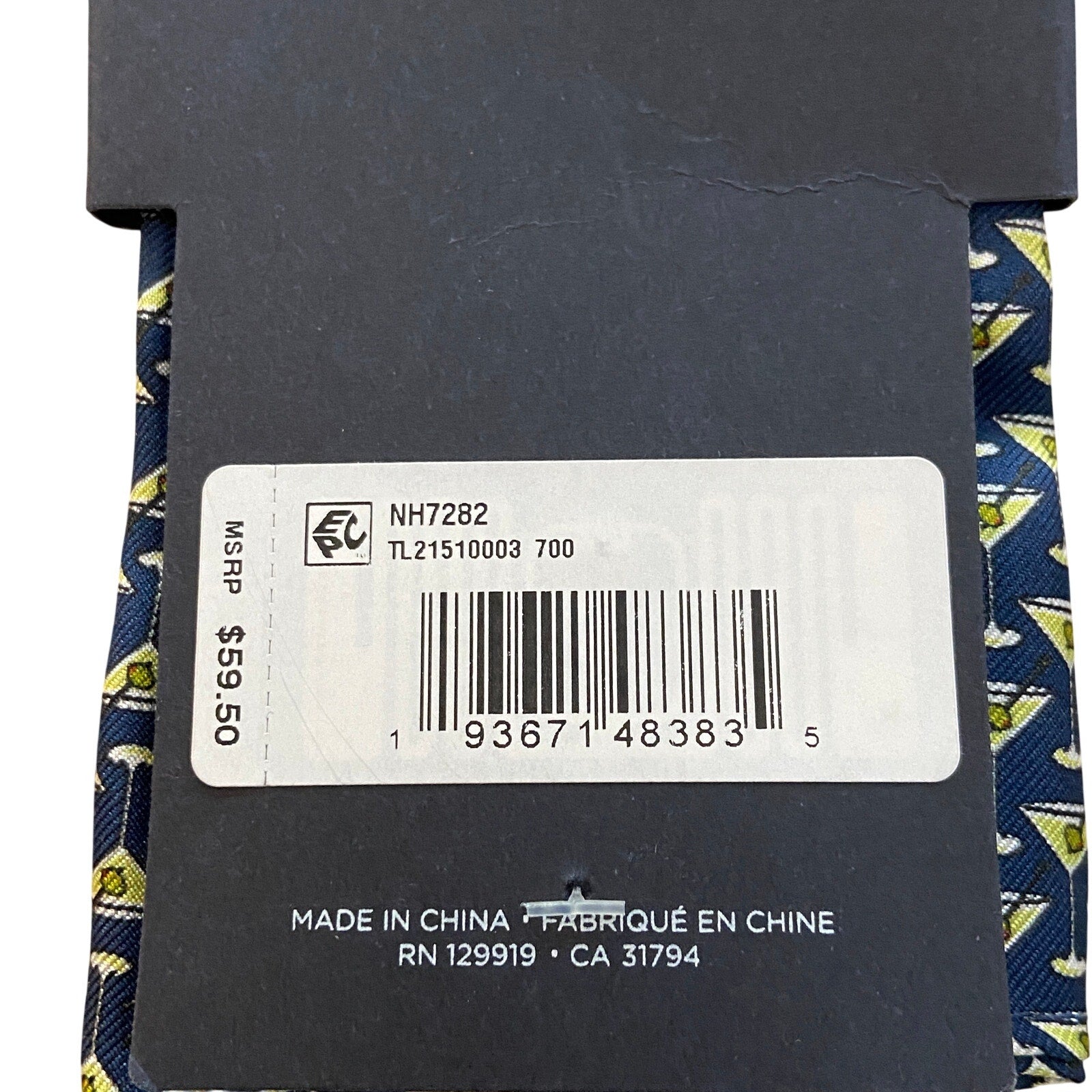 Tommy Hilfiger Tie Men's Bow Tie & Pocket Square Combo Blue & Yellow Martini