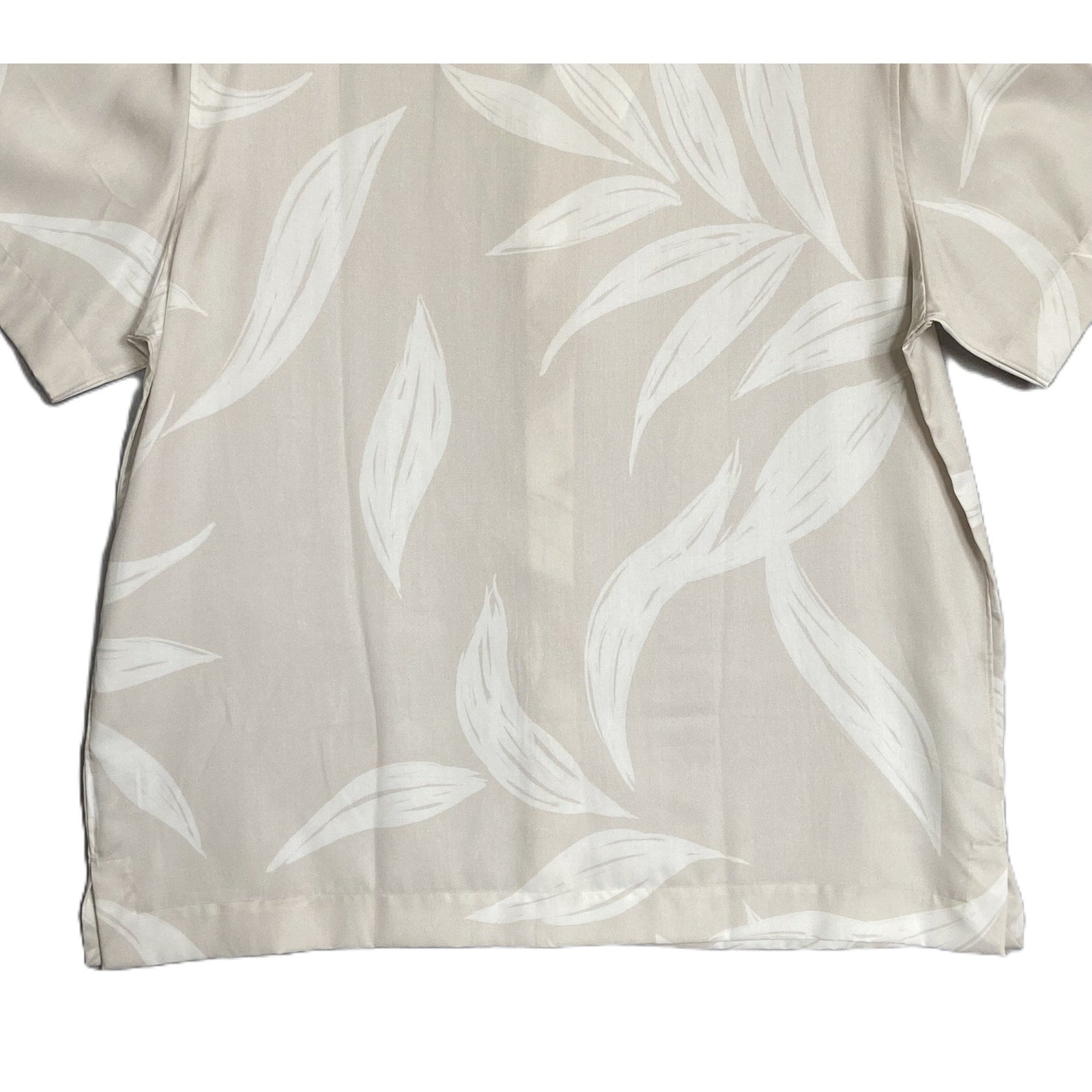 Bugatchi Shirt Men's XXL Classic Fit Camp Collar Short Sleeve Almond Leaf