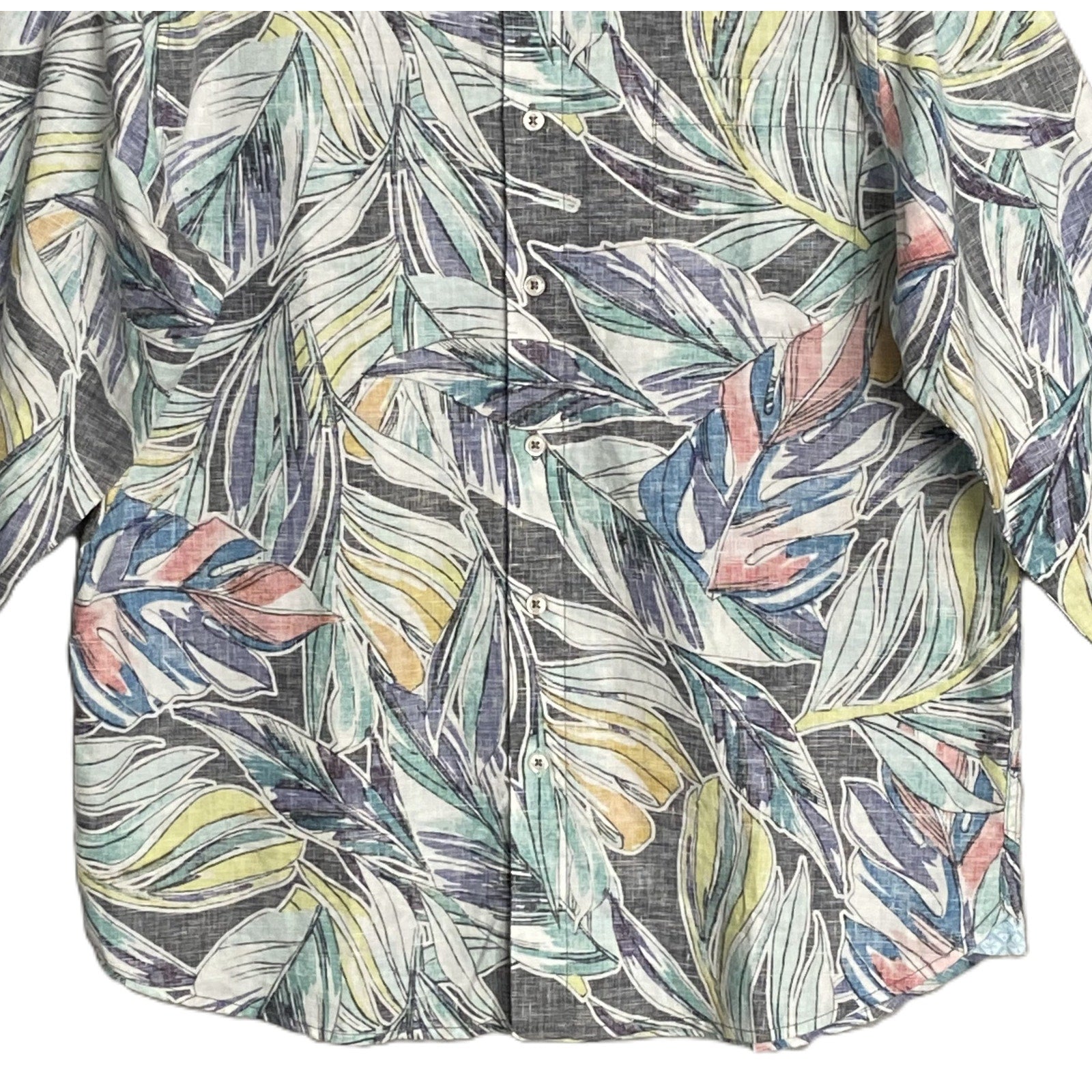 Tommy Bahama Shirt Men's Medium "Barbados Breeze Stretch" Vines Linen Blend