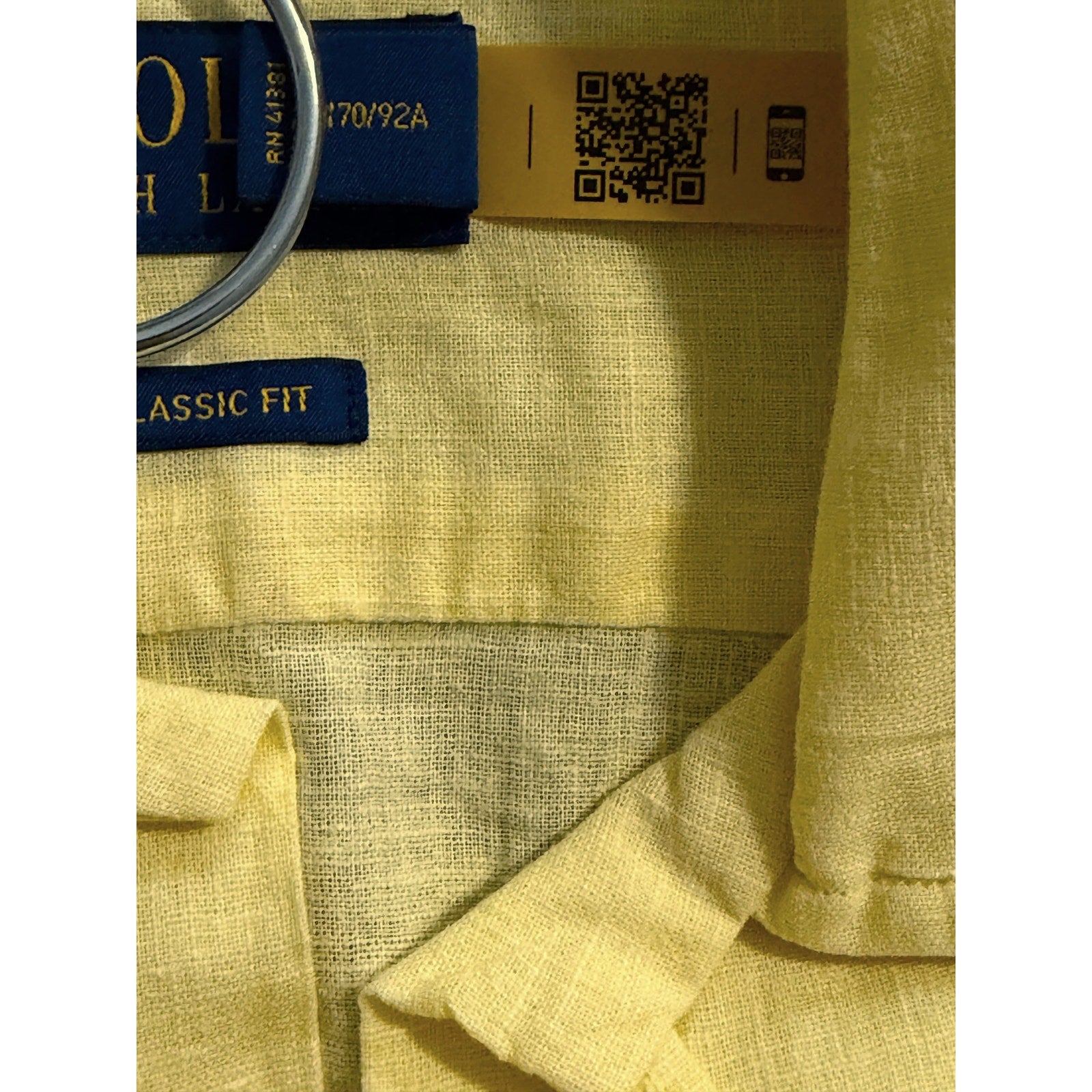 Polo Ralph Lauren Shirt Men's Small Classic Fit Short Slv Linen Blend Yellow