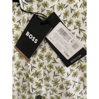 Boss Shirt Men's 4XL Big & Tall Short Slv Stretch Linen Shirt Green Floral