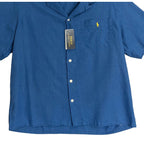Polo Ralph Lauren Shirt Men's XL Classic Fit Camp Collar Cotton Linen Blue