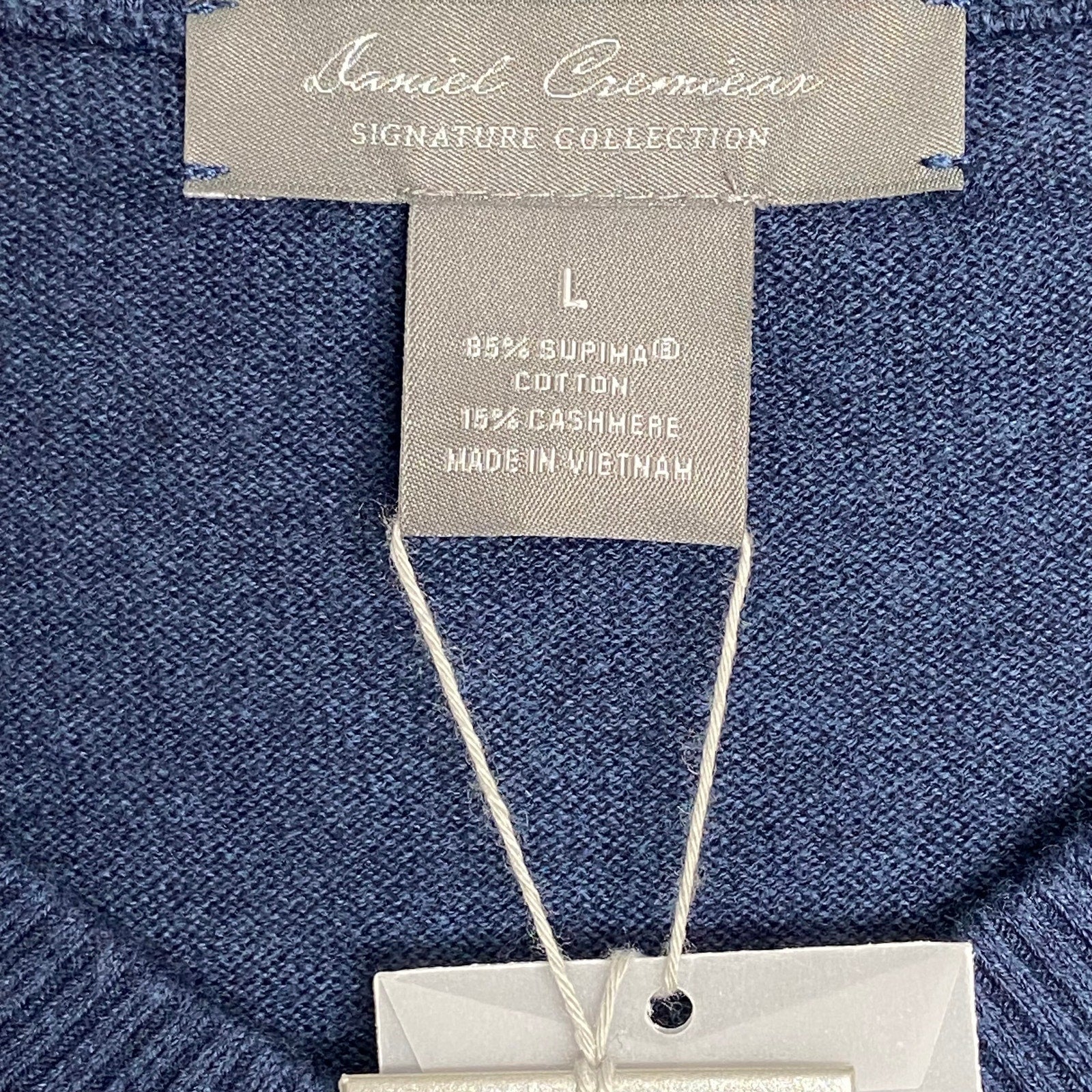 Daniel Cremieux V-Neck Sweater Men's Large Pima Cotton Cashmere Blend Navy