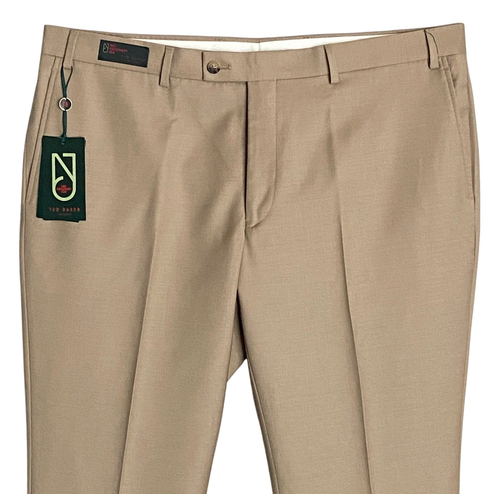 Ted Baker London Joey Pant Men's 42R Wool Dress Pant Solid Tan Raw Hem