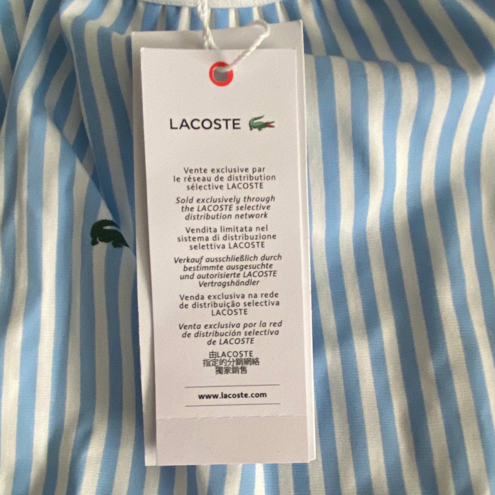 Lacoste Sleepwear Men's XL Poplin Pajama Shorts Cotton Blue Pinstripe NEW