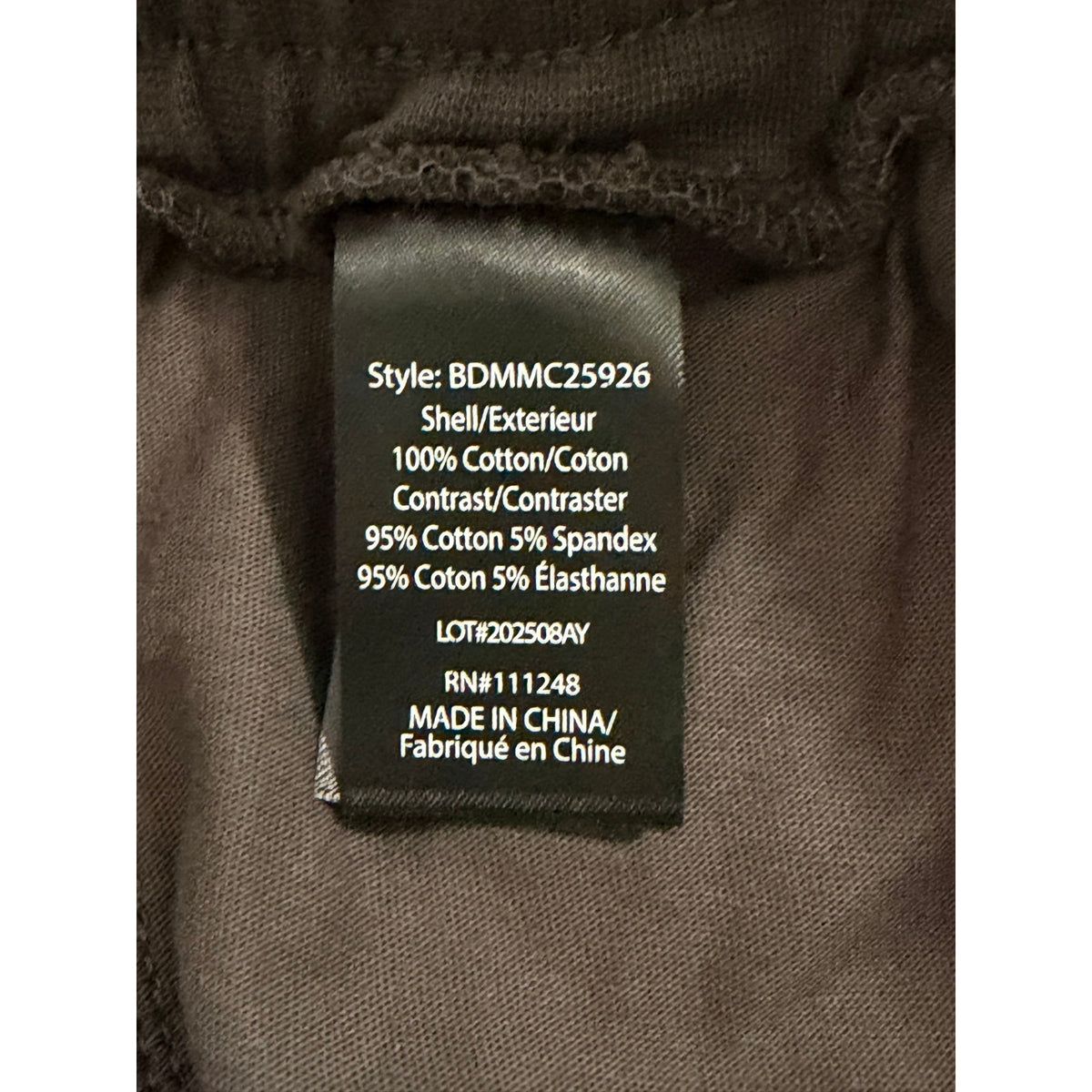 BFD Malibu Waffle Thermal Jogger Men's Large Elastic Drawstring Waist Carbon NWT