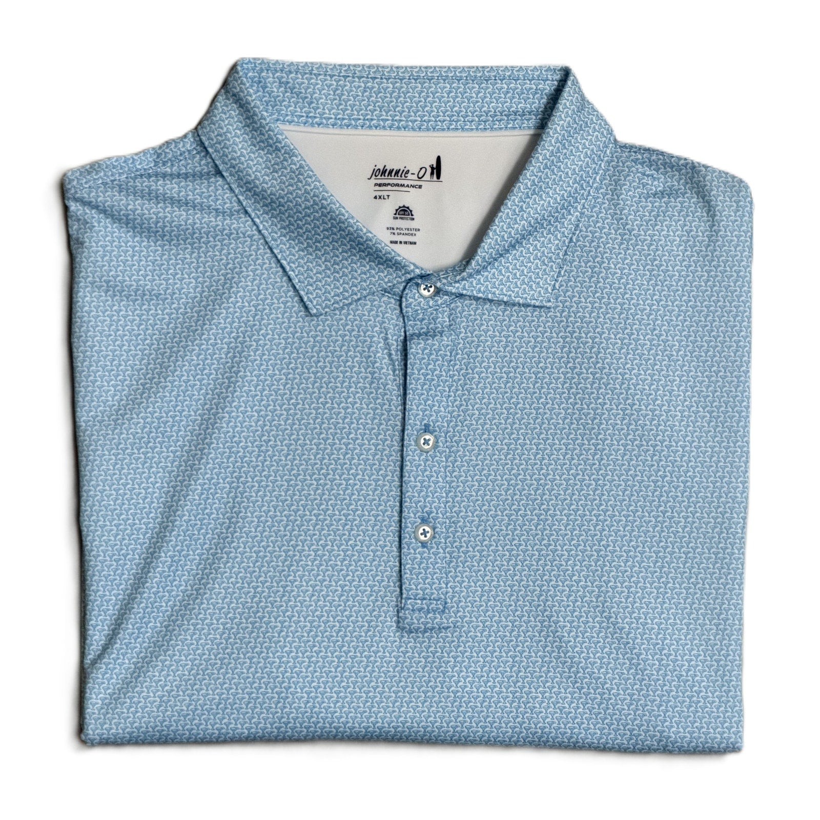 Johnnie-O Polo Shirt Men's 4XLT Big & Tall Short Sleeve Stretch Blue Geo