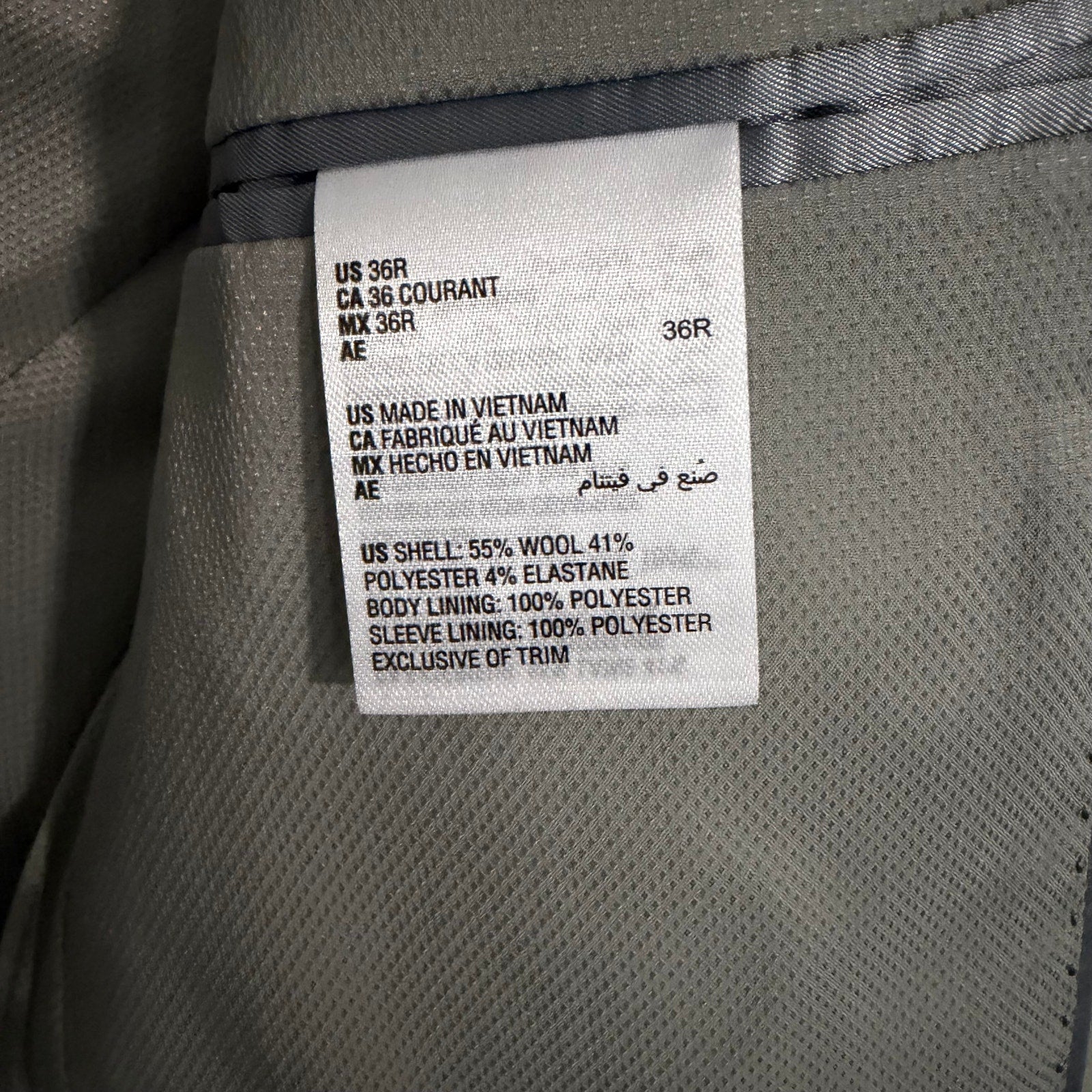 Bar III Suit Jacket Men's 36R Slim Fit Wool Blend Stretch Fabric Sage