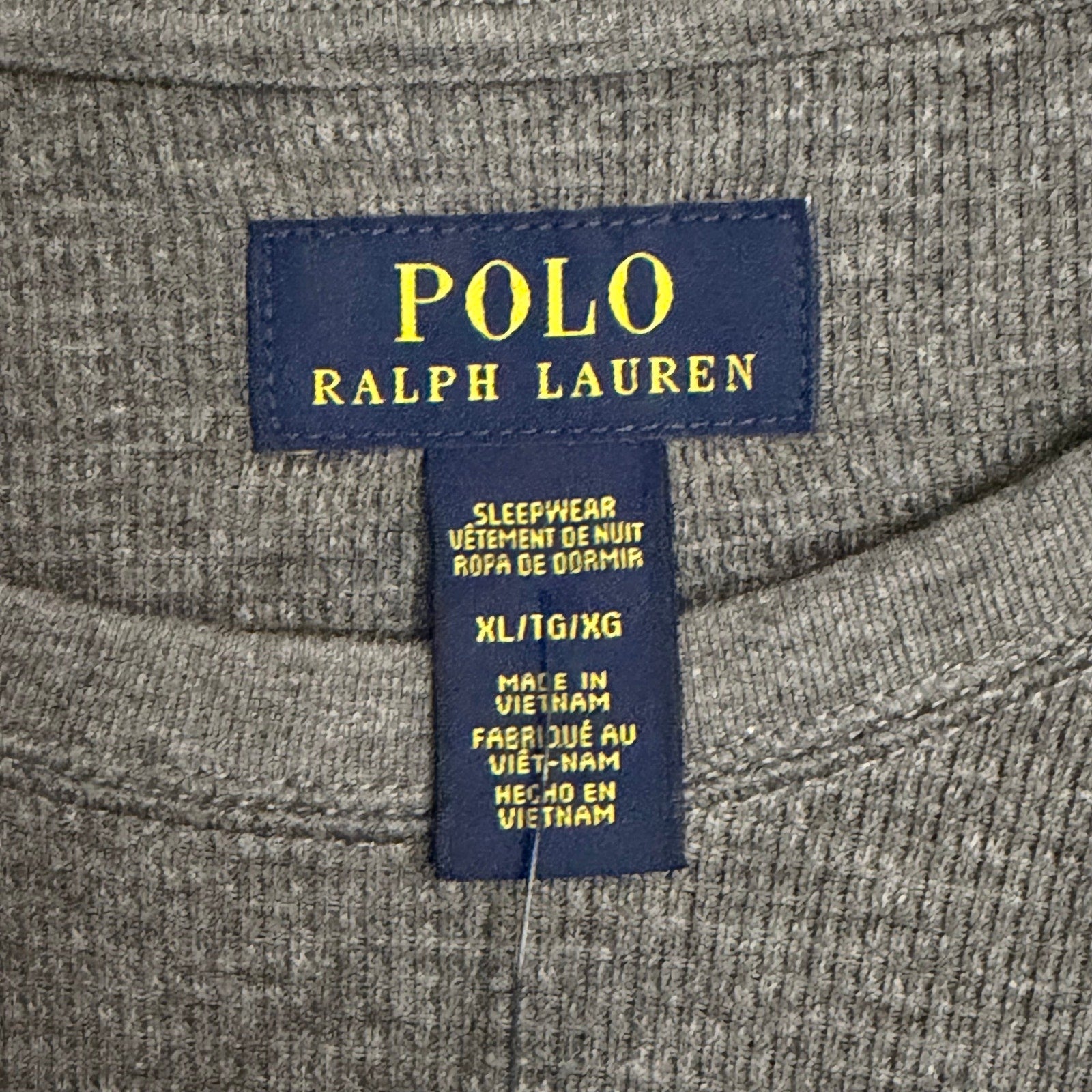 Polo Ralph Lauren Sleepwear Men's XL Crew Neck Long Sleeve Shirt Grey