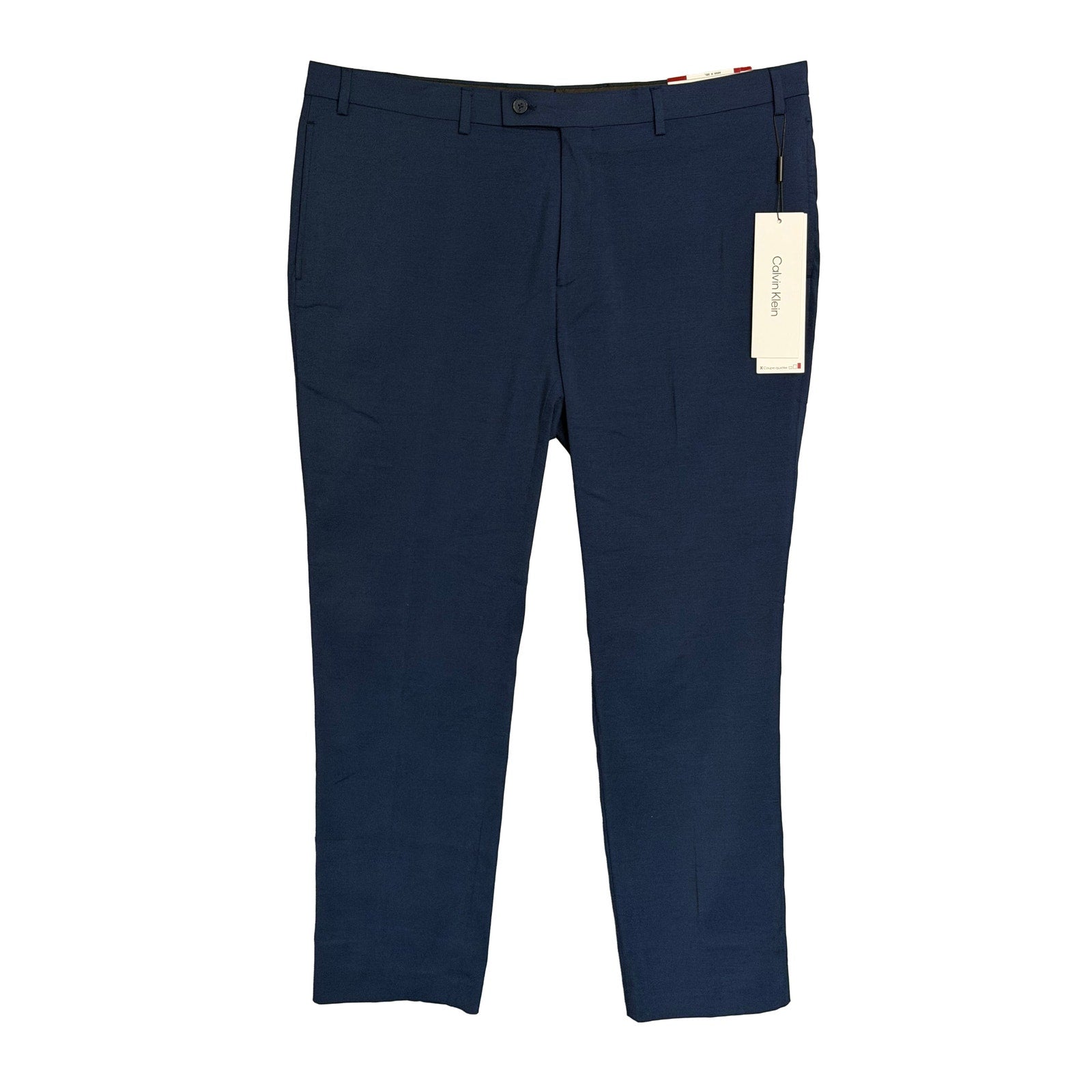 Calvin Klein Dress Pant Men's 40"x30" Slim Fit Flat Front Stretch Blue